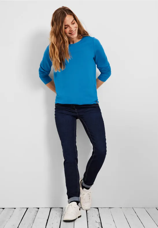 Shirt in effen kleur club blue