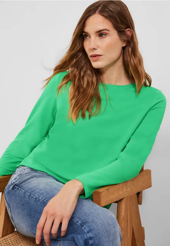 Shirt in effen kleur smash green