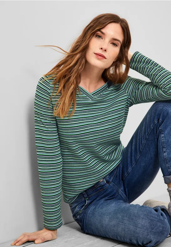 Multicolor shirt met structuur vanilla white