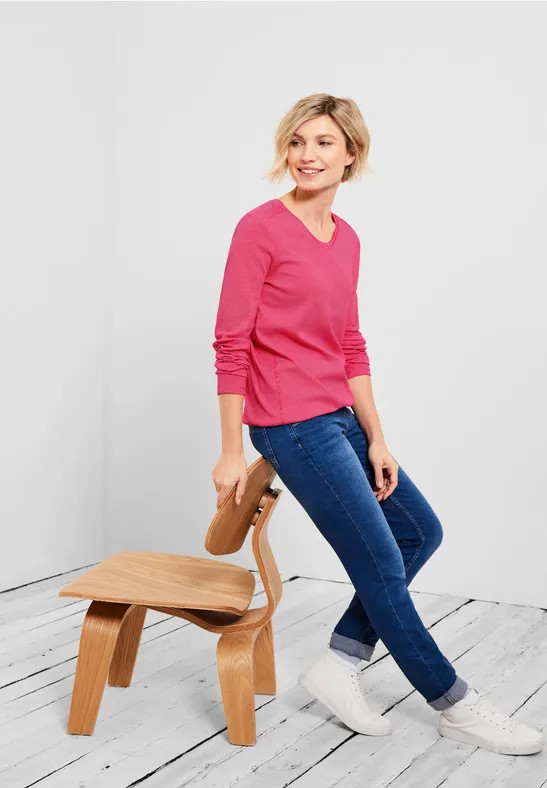 Shirt met elastische zoom fresh pink