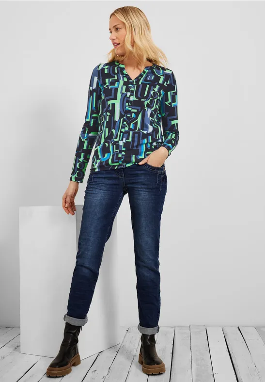 Shirt met letterprint deep blue