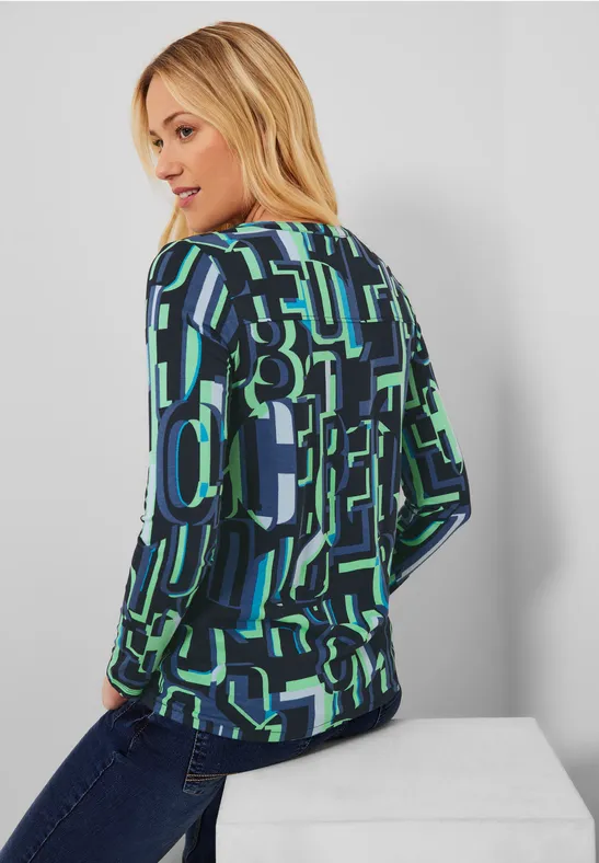 Shirt met letterprint deep blue