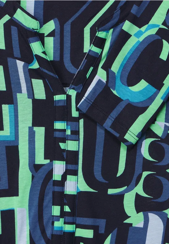 Shirt met letterprint deep blue