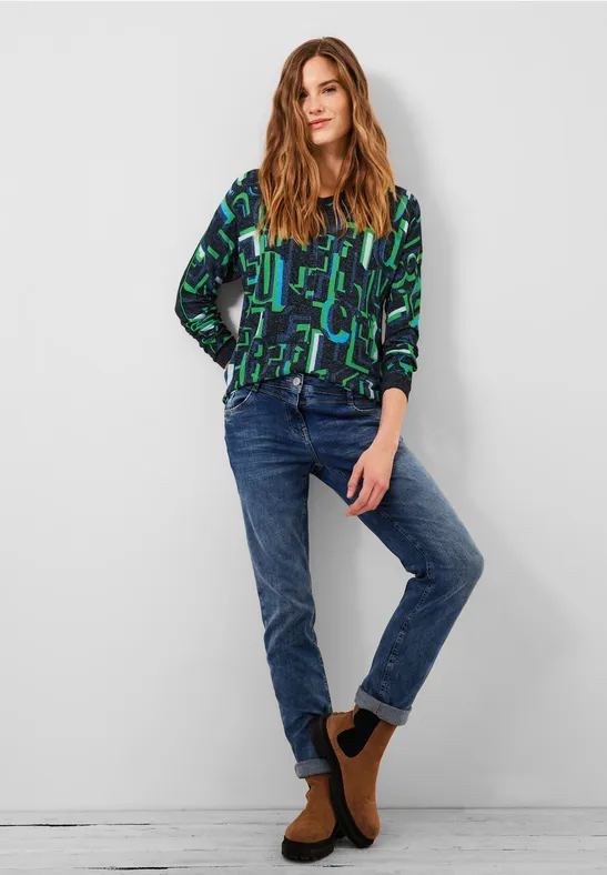 T-shirt avec imprimé all-over deep blue melange
