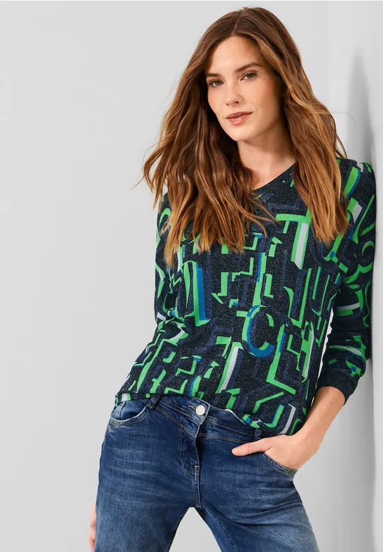 T-shirt avec imprimé all-over deep blue melange