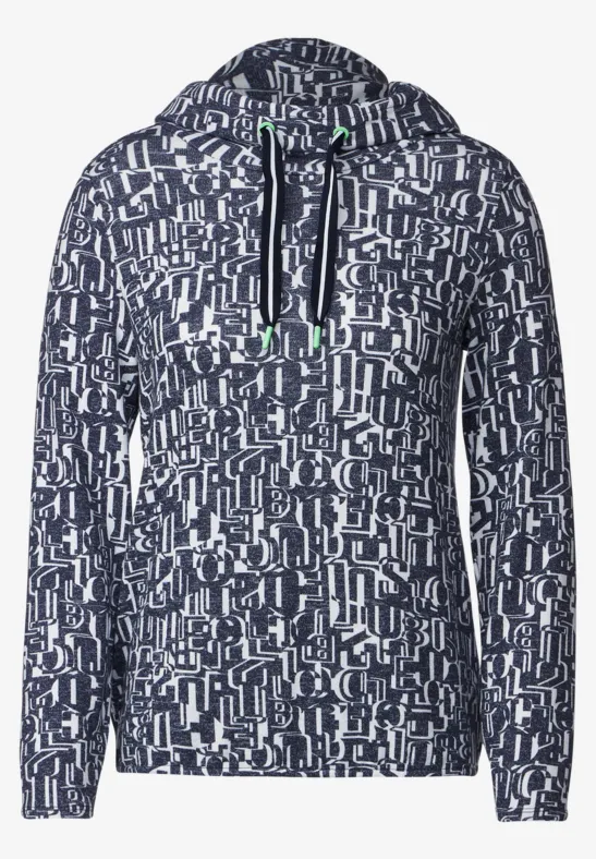 Shirt met zeer grote kraag deep blue melange