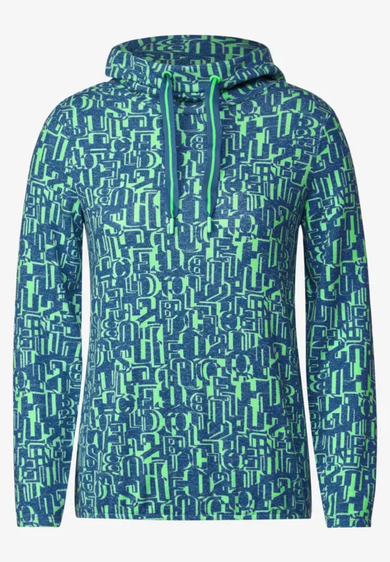 Shirt met zeer grote kraag true navy melange