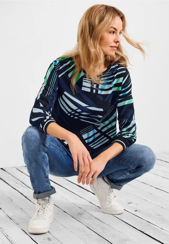 Shirt met allover print deep blue