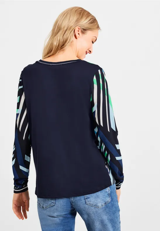Shirt met allover print deep blue