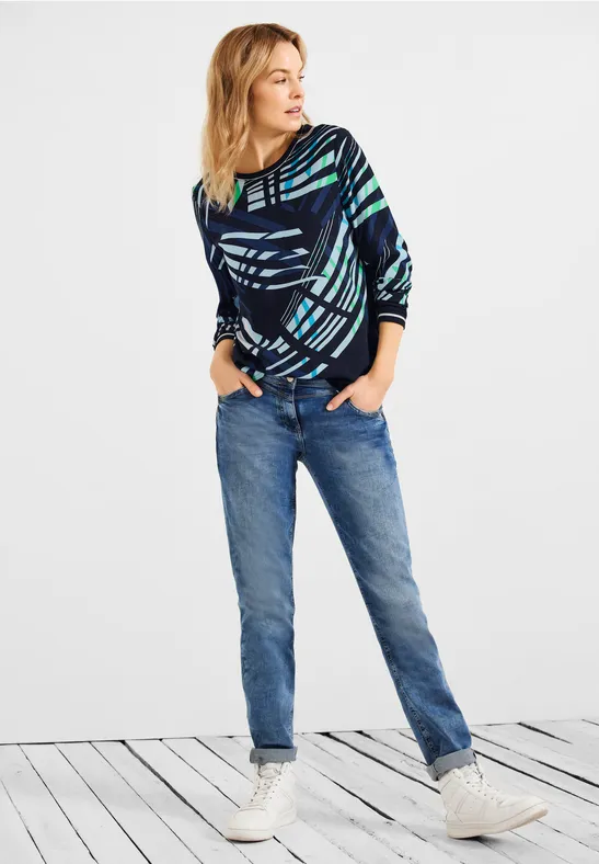 Shirt met allover print deep blue