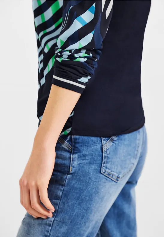 Shirt met allover print deep blue