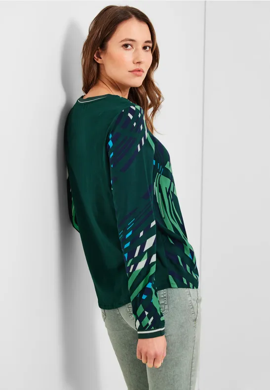 Shirt met allover print cypress green