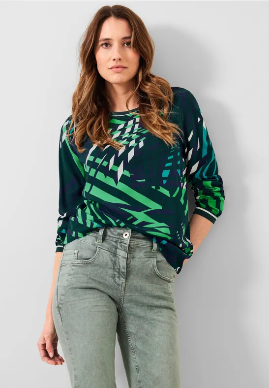 Shirt met allover print cypress green