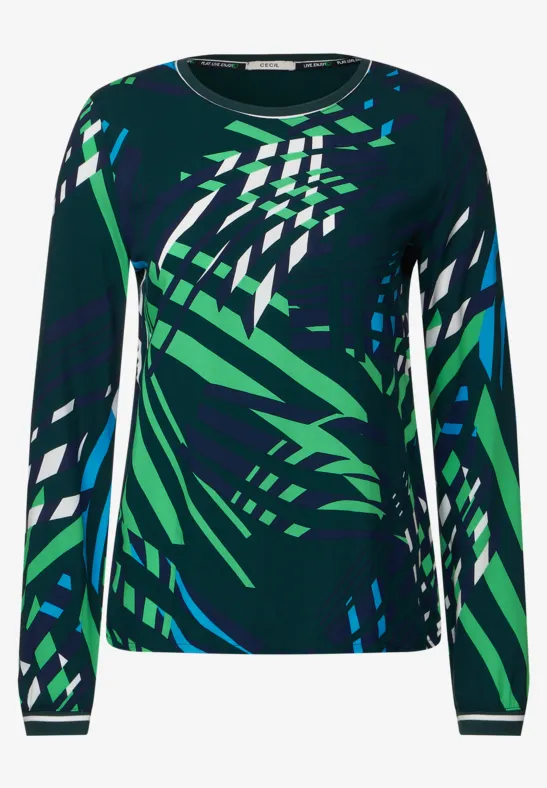 Shirt met allover print cypress green