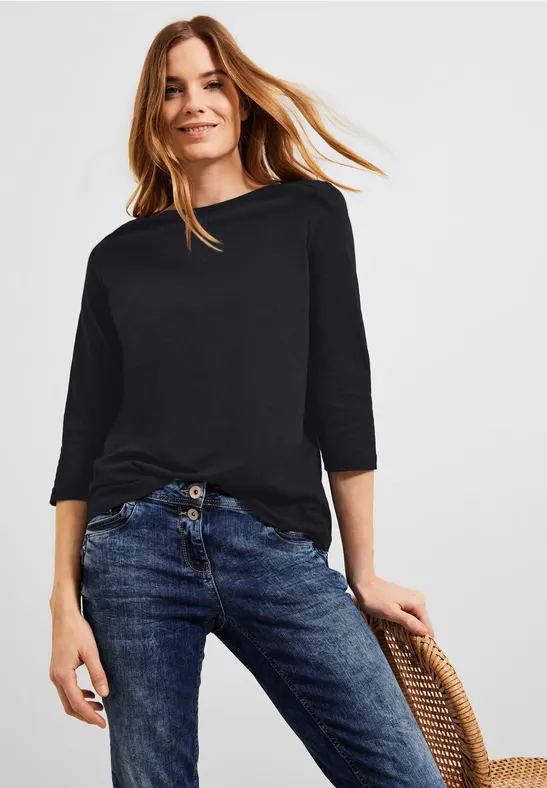 T-shirt basique à manches 3/4 Black