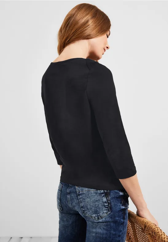 T-shirt basique à manches 3/4 Black