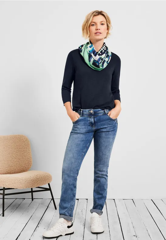 Basic Shirt mit 3/4-Ärmeln deep blue