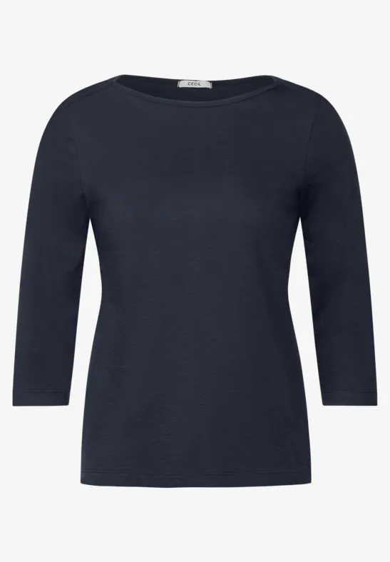 Basic Shirt mit 3/4-Ärmeln deep blue