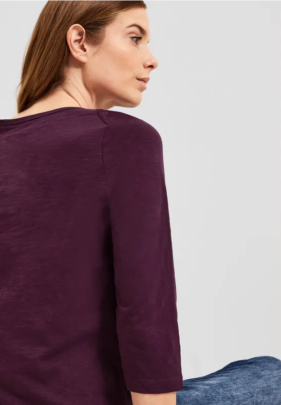 Basic Shirt mit 3/4-Ärmeln deep berry
