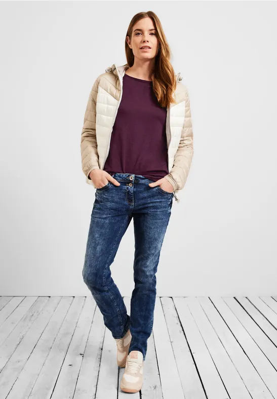 Basic Shirt mit 3/4-Ärmeln deep berry