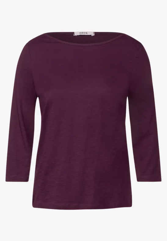 Basic Shirt mit 3/4-Ärmeln deep berry