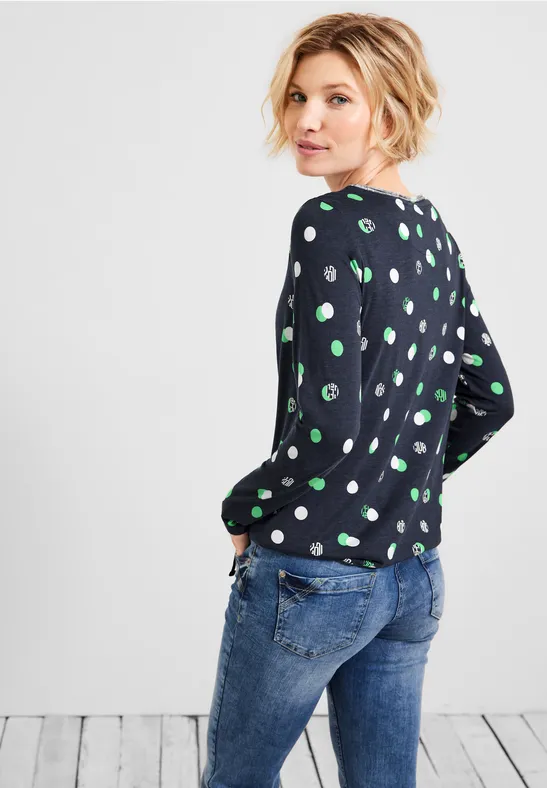 Basic shirt met allover print deep blue