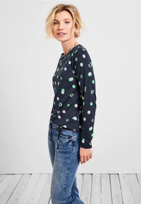Basic shirt met allover print deep blue