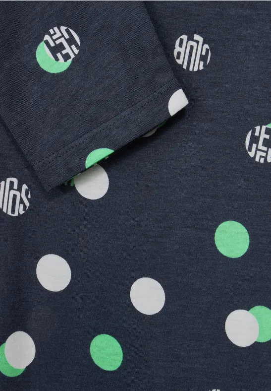 Basic shirt met allover print deep blue