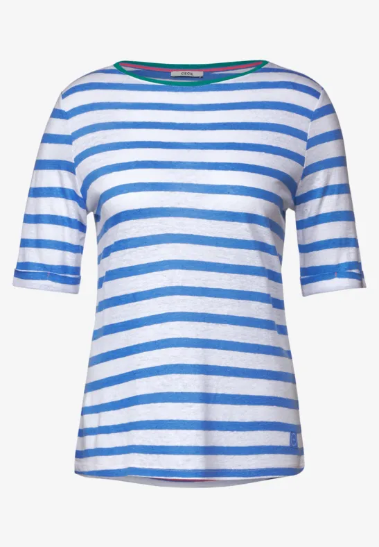 Leinenmix Streifenshirt marina blue