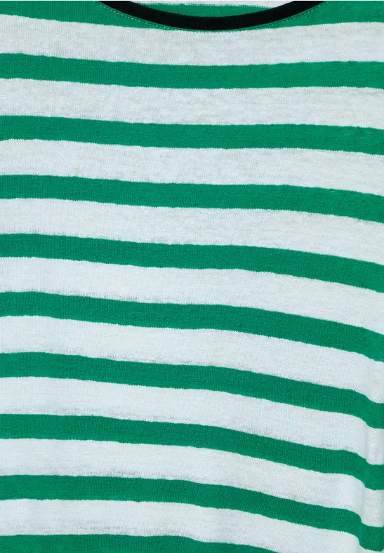 Leinenmix Streifenshirt trefoil green