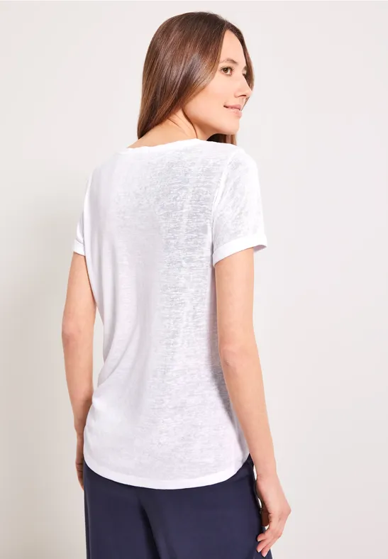 Shirt met print in linnenlook White