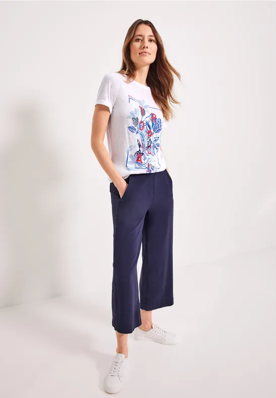 Shirt met print in linnenlook White