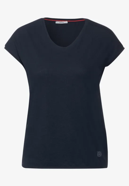 T-shirt en mélange de lin deep blue
