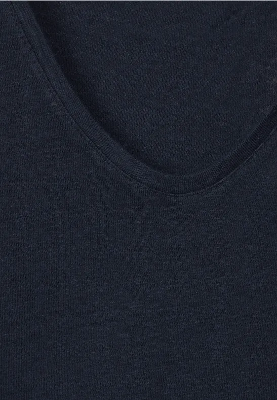 T-shirt en mélange de lin deep blue
