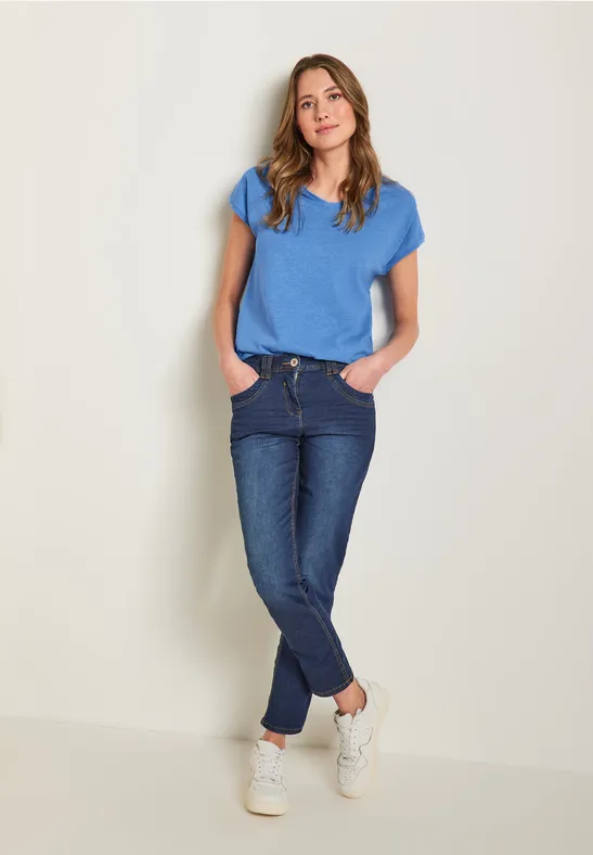 T-shirt en mélange de lin marina blue