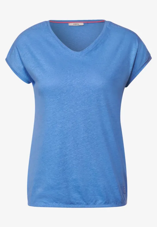 T-shirt en mélange de lin marina blue