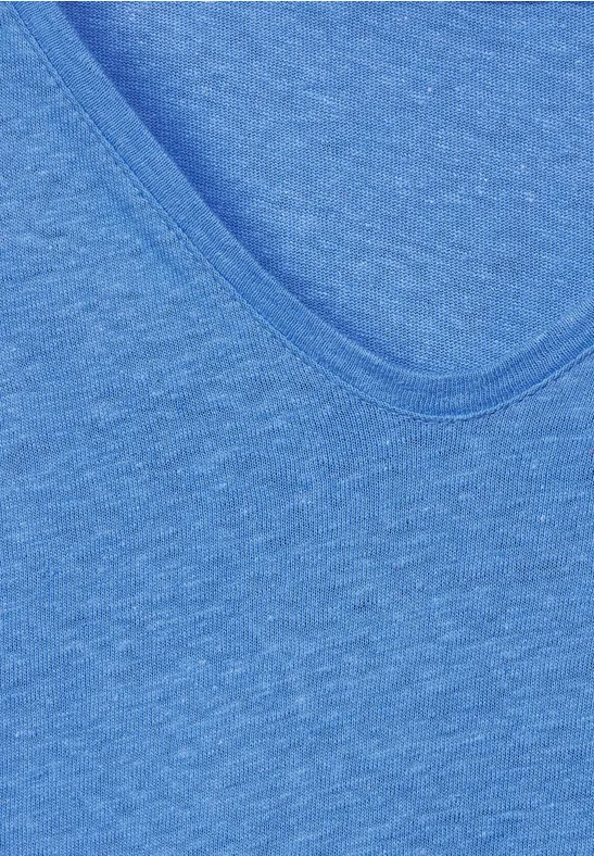 T-shirt en mélange de lin marina blue