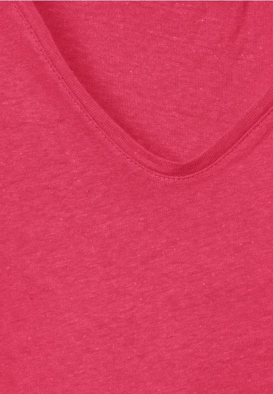 T-Shirt im Leinenmix strawberry red