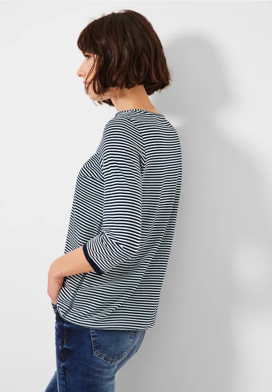 Basic Streifenshirt deep blue