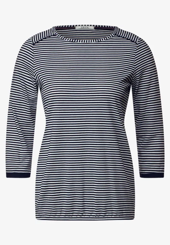 Basic Streifenshirt deep blue