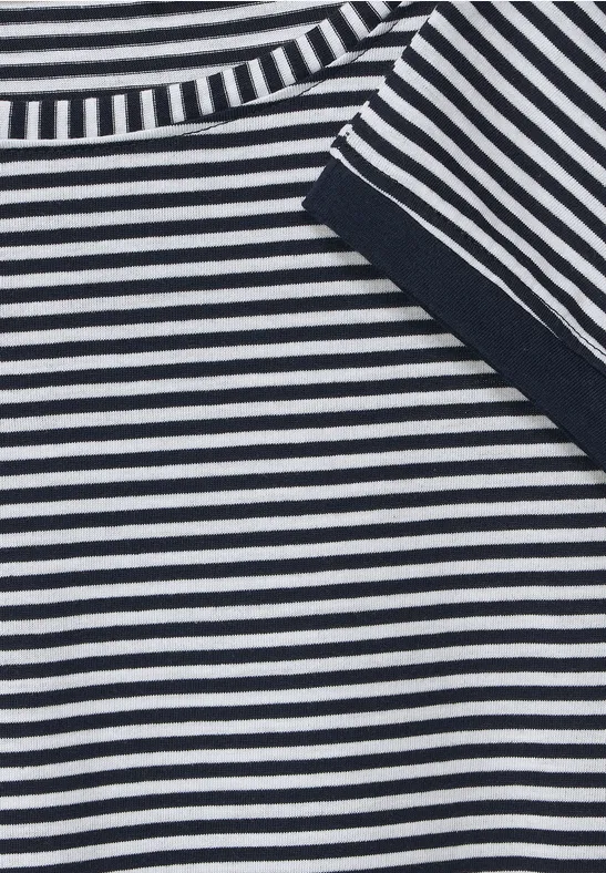 Basic Streifenshirt deep blue