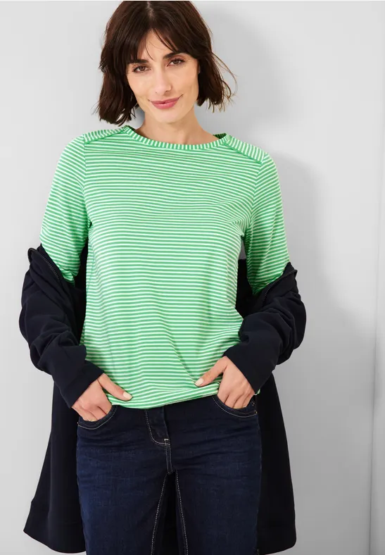 Basic Streifenshirt smash green