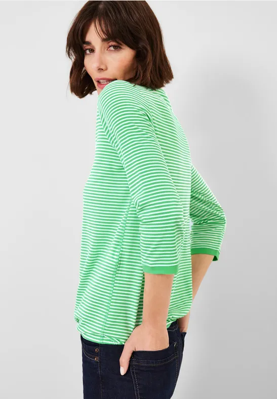 Basic Streifenshirt smash green