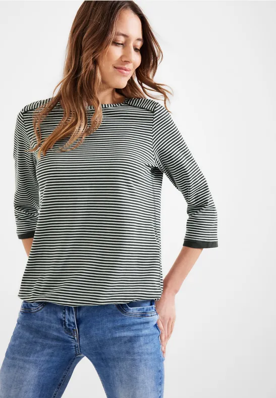 Gestreept basic shirt easy khaki