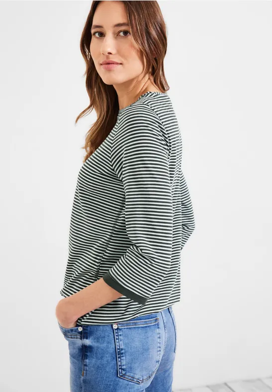 Gestreept basic shirt easy khaki