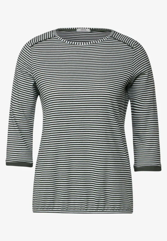 Gestreept basic shirt easy khaki