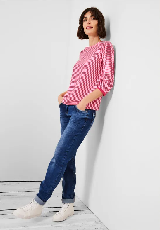Basic Streifenshirt fresh pink