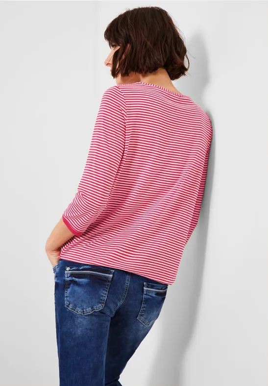 Basic Streifenshirt fresh pink