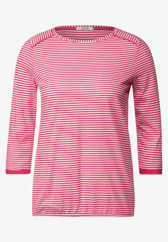 Basic Streifenshirt fresh pink