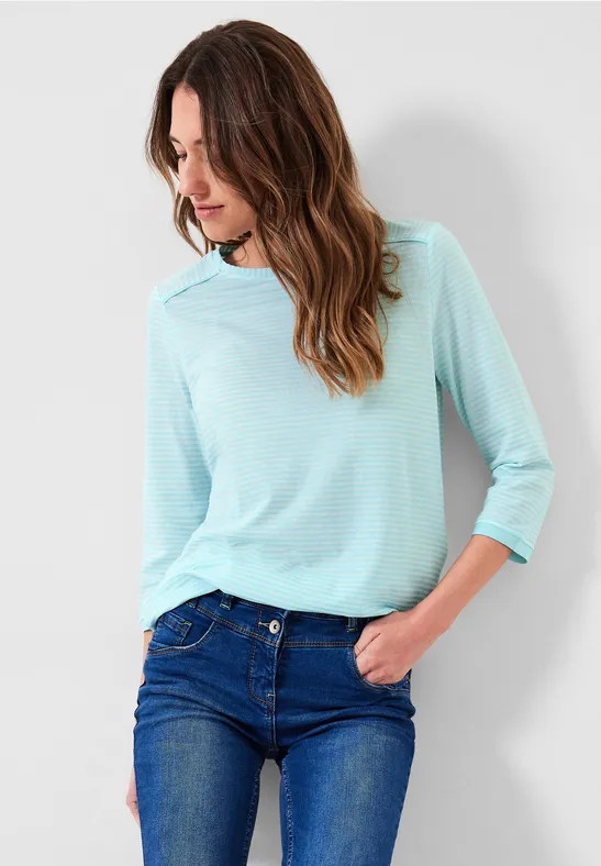 Gestreept basic shirt clary mint